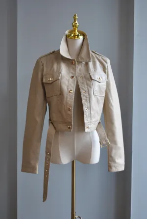 BEIGE FAUX LEATHER JACKET