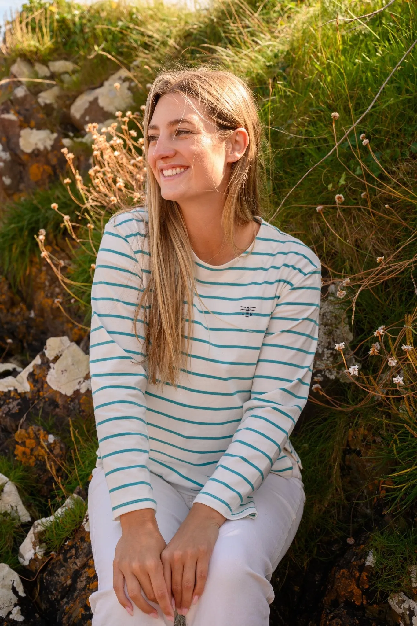 Causeway Breton Top - Soft Teal Stripe