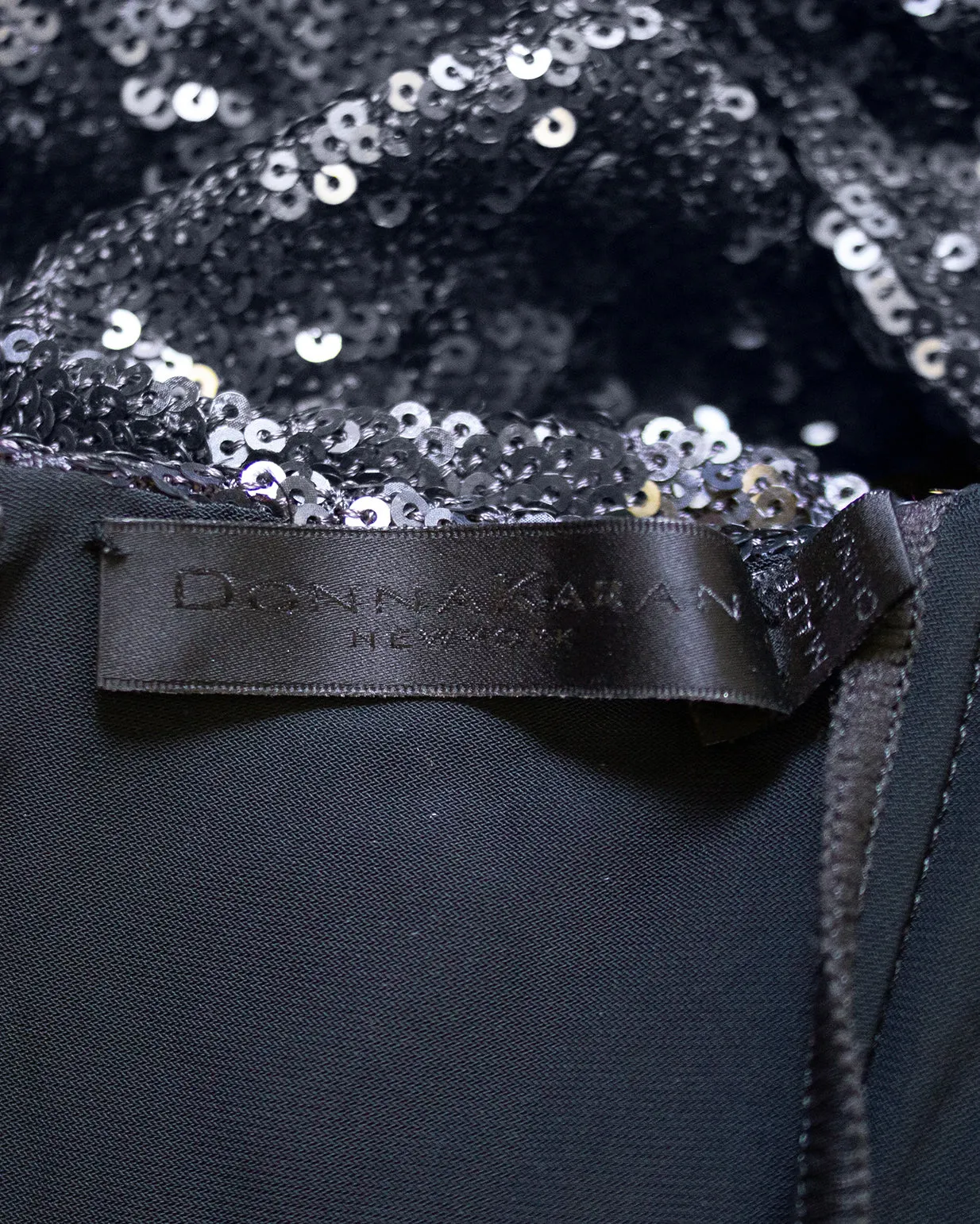 Charcoal Grey Sheer and Sequin Cocktail Dress
