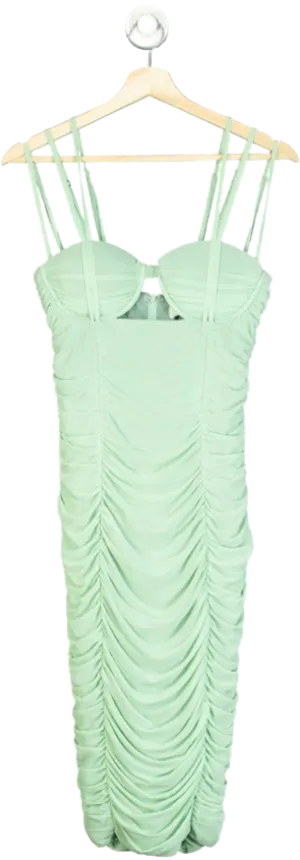 Club L Green Strappy Ruched Detail Midi Dress UK 8