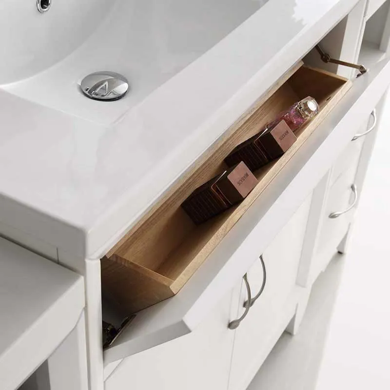 Fresca Cambridge 96" White Double Sink Traditional Bathroom Vanity with Mirrors