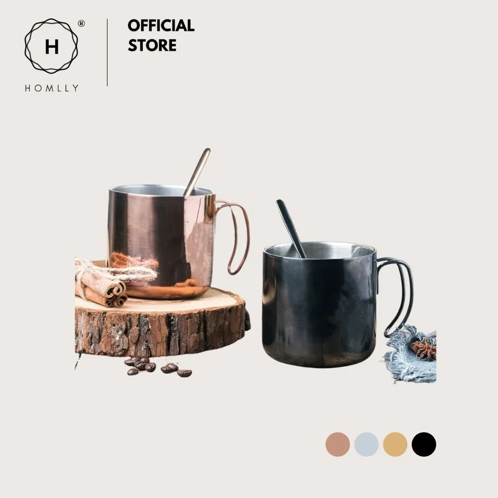 Homlly Industrial Stainless Steel Coffee Mug Cup (400ml)