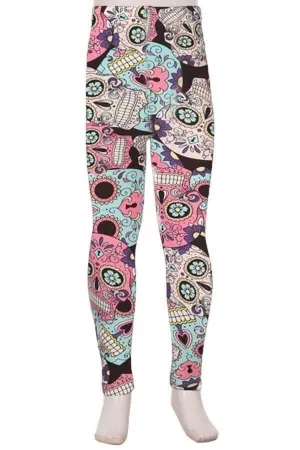 Kids Sugar Skull Print Leggings