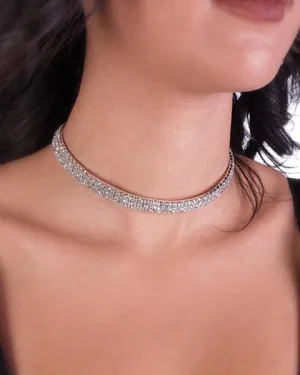 Stretchy 3 Row Choker - Silver