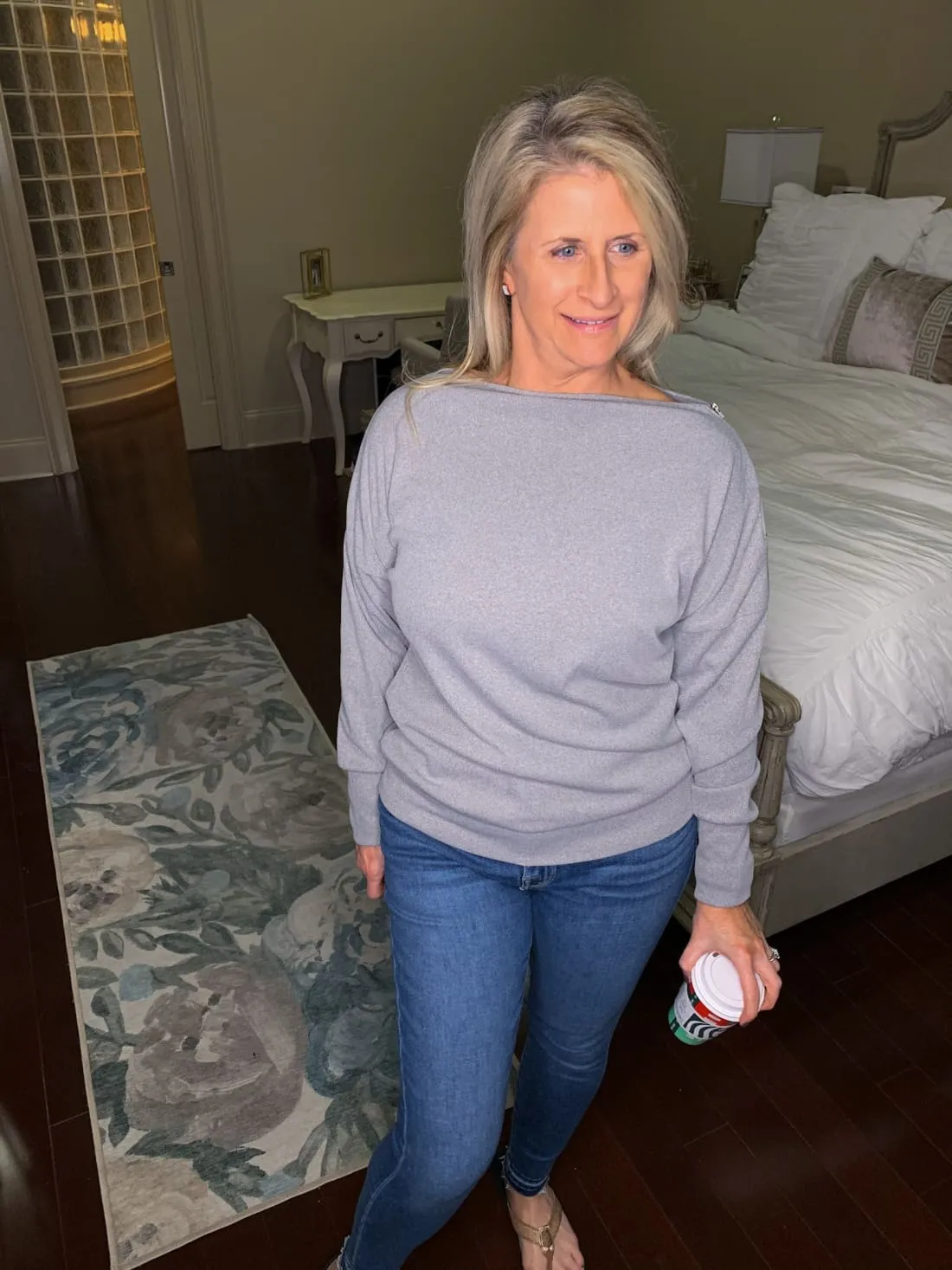 The Zip Accent Top - Gray